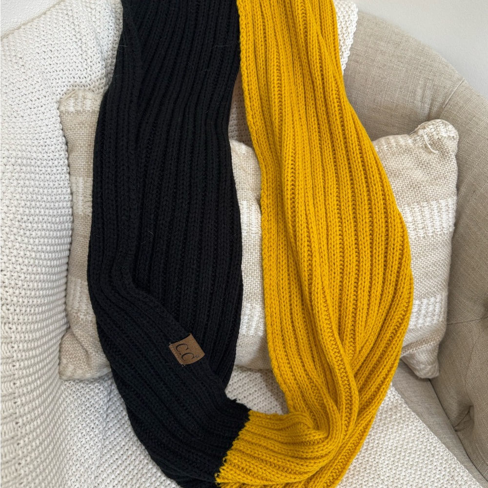 CHANEL Kids Black and Yellow Knit Scarf